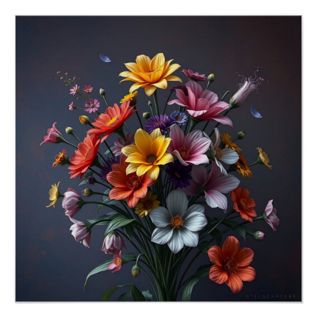 bouquet of colorful flowers poster (Front)