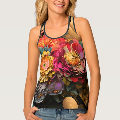 Bouquet of colorful surreal flowers tank top
