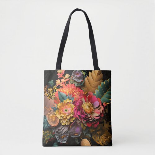 Bouquet of colorful surreal flowers tote bag