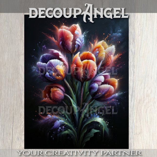 Bouquet of Colorful Tulips Decoupage Tissue Paper (Creator Uploaded)