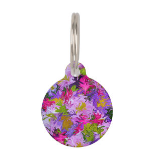 Bouquet of Colors Floral Abstract Art Design Pet Name Tag