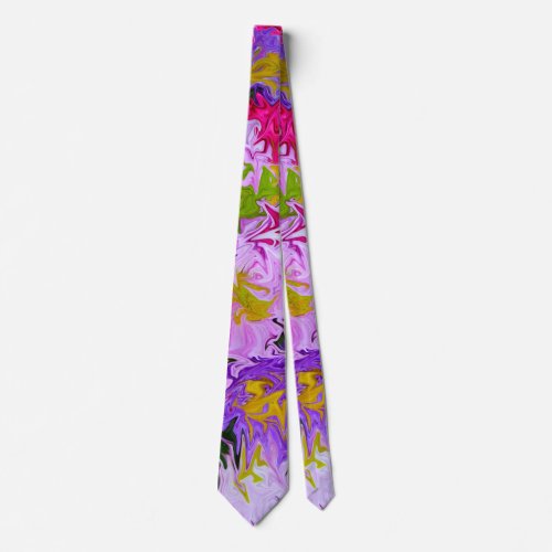 Bouquet of Colors Floral Abstract Art Design v3 Neck Tie