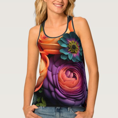 Bouquet of dreamy flowers tank top