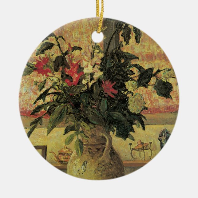 Bouquet of Flowers at Window by Maxine Maufra Ceramic Ornament (Front)