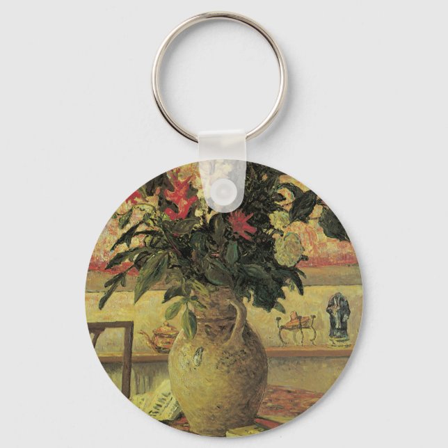 Bouquet of Flowers at Window by Maxine Maufra Keychain (Front)