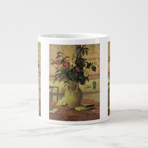 Bouquet of Flowers at Window by Maxine Maufra Large Coffee Mug