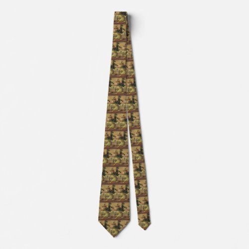 Bouquet of Flowers at Window by Maxine Maufra Neck Tie
