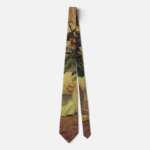 Bouquet of Flowers at Window by Maxine Maufra Neck Tie