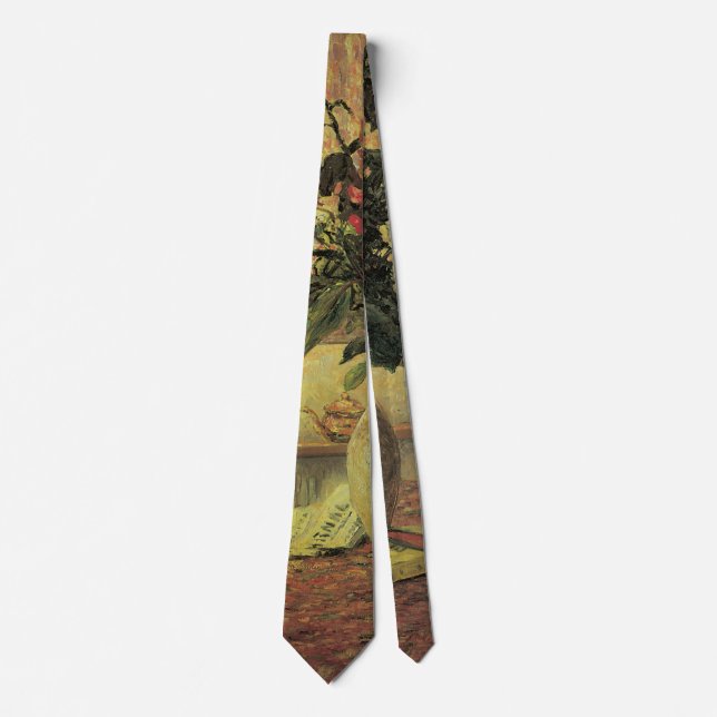 Bouquet of Flowers at Window by Maxine Maufra Neck Tie (Front)