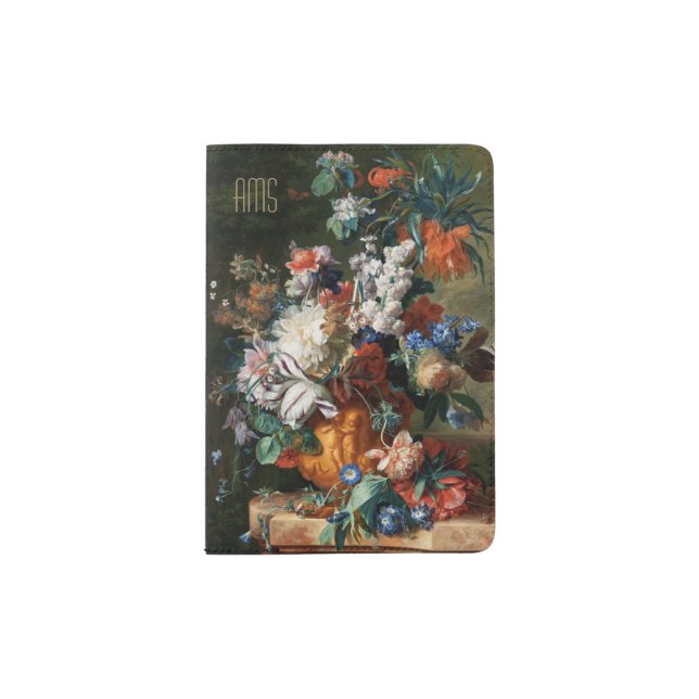 Bouquet of Flowers custom monogram passport cover (Front)