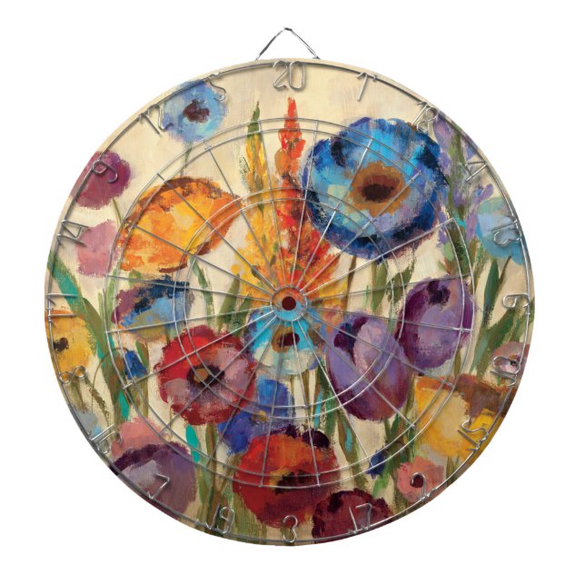Bouquet of Flowers Dartboard With Darts (Front)