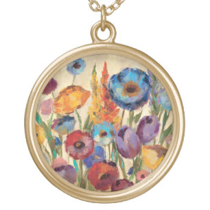 Bouquet of Flowers Gold Plated Necklace