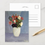 Bouquet of Flowers | Henri Rousseau Postcard<br><div class="desc">Bouquet of Flowers (1910) by French post-impressionist artist Henri Rousseau. The original painting is an oil on canvas depicting a still life of flowers in a white vase. Rousseau was a self-taught artist and is considered to be a naïve or primitive painter. His work had an extensive influence on several...</div>