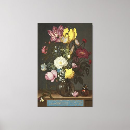 Bouquet of Flowers in a Glass Vase Canvas Print
