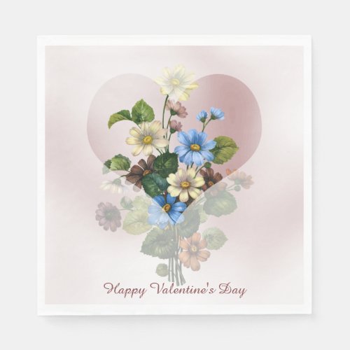 Bouquet of Flowers in a Heart_shaped Window Napkins