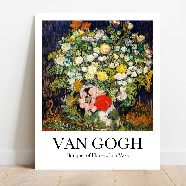 Bouquet of Flowers in a Vase by Vincent van Gogh Poster (Van Gogh's Vibrant Blooms: "Bouquet of Flowers." Museum-quality poster)