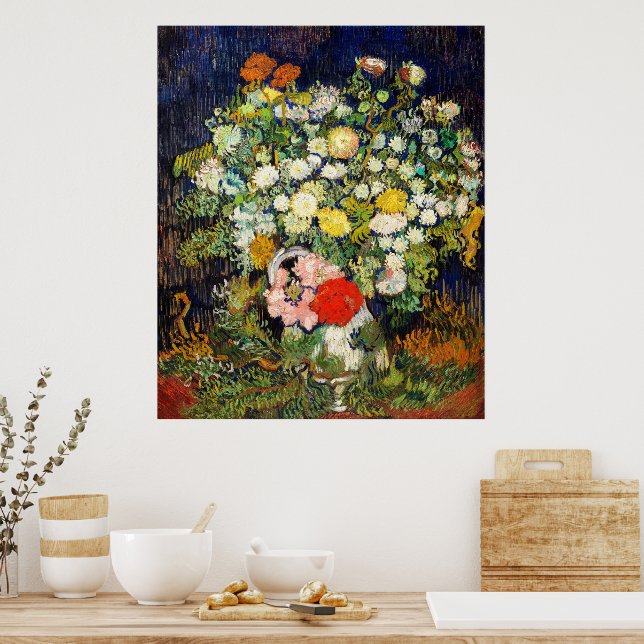 Bouquet of Flowers in a Vase by Vincent Van Gogh  Poster (Kitchen)