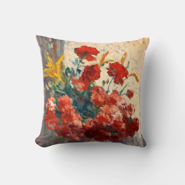 Bouquet of flowers in a vase ceramic  throw pillow (Front)
