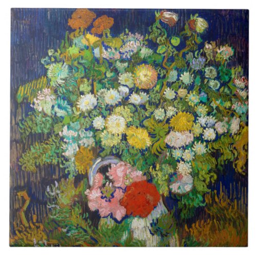 Bouquet of Flowers in a Vase Van Gogh Ceramic Tile