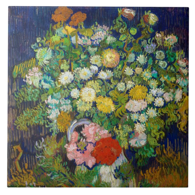 Bouquet of Flowers in a Vase, Van Gogh Ceramic Tile (Front)