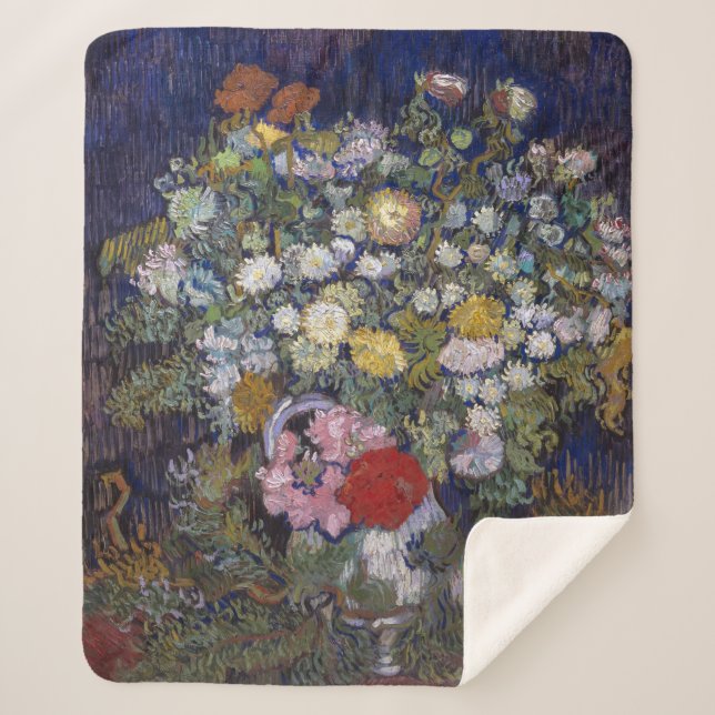 Bouquet of Flowers in a Vase | Van Gogh | Sherpa Blanket (Front)