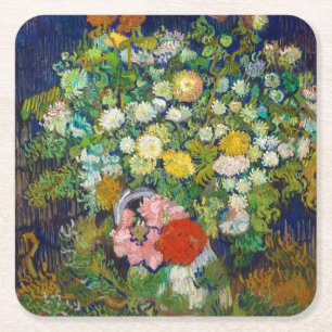 Bouquet of Flowers in a Vase, Van Gogh Square Paper Coaster
