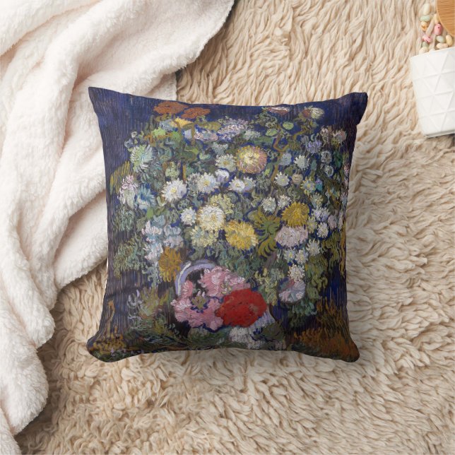 Bouquet of Flowers in a Vase | Van Gogh | Throw Pillow (Blanket)