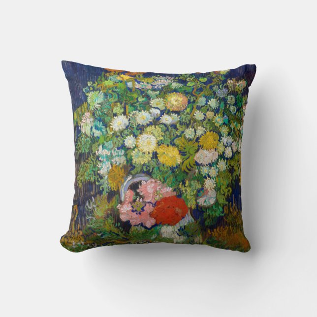Bouquet of Flowers in a Vase, Van Gogh Throw Pillow (Front)