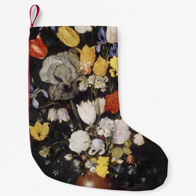 Bouquet of Flowers in an Earthenware Vase  Small Christmas Stocking (Front)