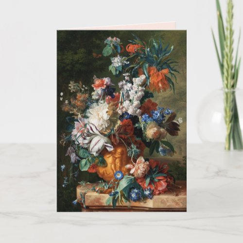 BOUQUET OF FLOWERS IN AN URN Valentines Day Holiday Card
