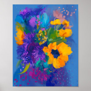 Bouquet Of Flowers In Blue Season Poster
