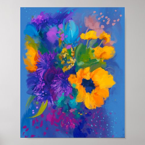 Bouquet Of Flowers In Blue Season Poster