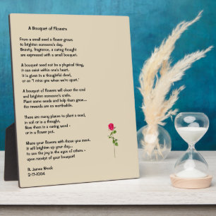 "Bouquet of Flowers" poem on a tabletop plaque