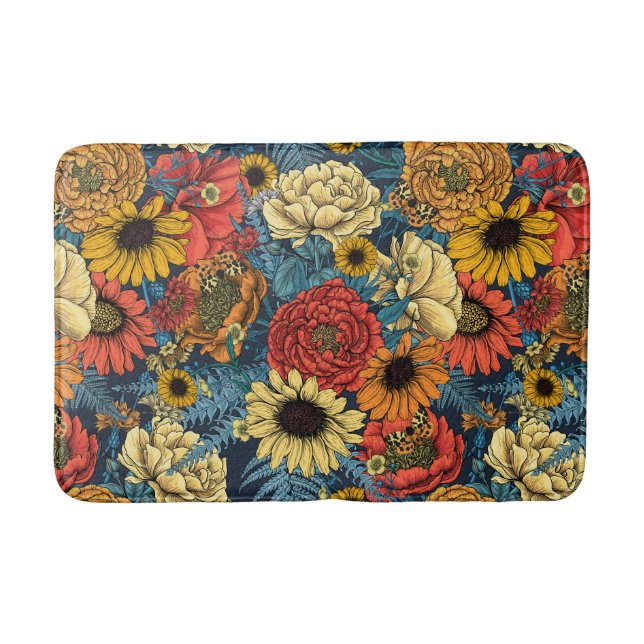 Bouquet of flowers- roses, peonies, daisies ans fe bath mat (Front)