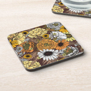 Bouquet of flowers- roses, peonies, daisies ans fe beverage coaster