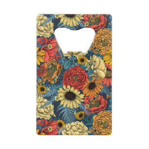 Bouquet of flowers- roses, peonies, daisies ans fe credit card bottle opener