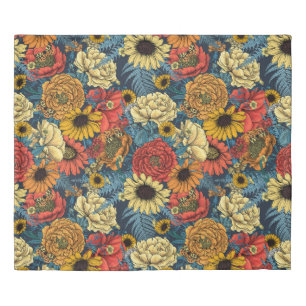 Bouquet of flowers- roses, peonies, daisies ans fe duvet cover