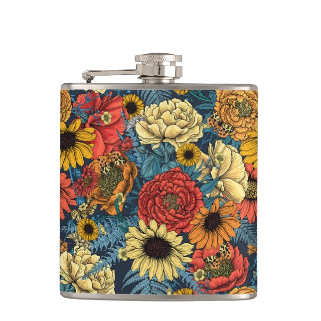 Bouquet of flowers- roses, peonies, daisies ans fe flask (Front)