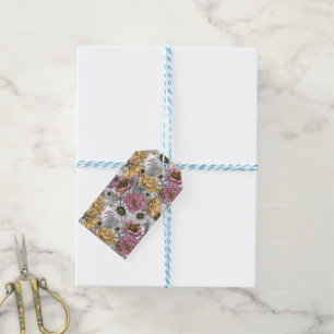 Bouquet of flowers- roses, peonies, daisies ans fe gift tags