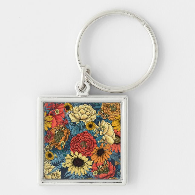 Bouquet of flowers- roses, peonies, daisies ans fe keychain (Front)