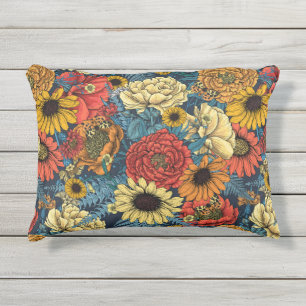 Bouquet of flowers- roses, peonies, daisies ans fe outdoor pillow