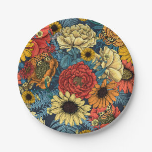 Bouquet of flowers- roses, peonies, daisies ans fe paper plates