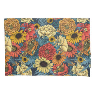 Bouquet of flowers- roses, peonies, daisies ans fe pillow case