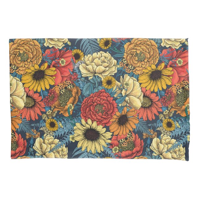 Bouquet of flowers- roses, peonies, daisies ans fe pillow case (Front-Left)