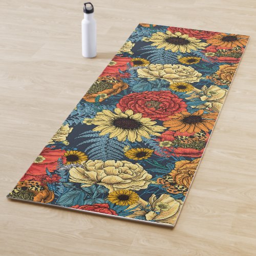 Bouquet of flowers_ roses peonies daisies ans fe yoga mat