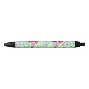 Bouquet of Flowers Turquoise Monogram Pen