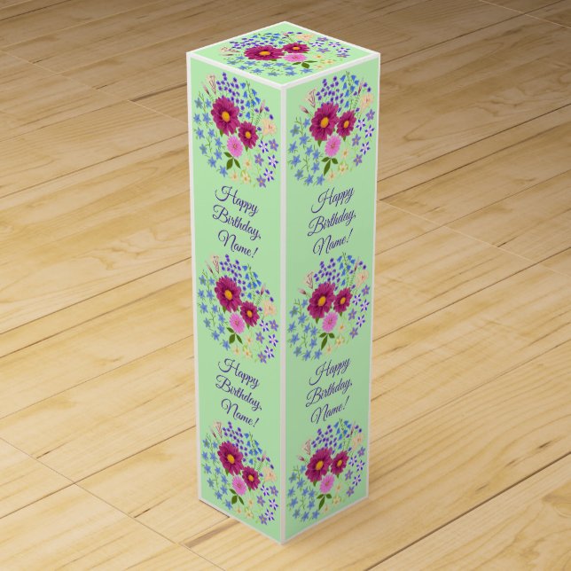 Bouquet of Flowers Wine Gift Box (Front)