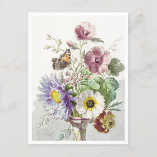 Bouquet of Flowers with Butterfly Painting Postcard