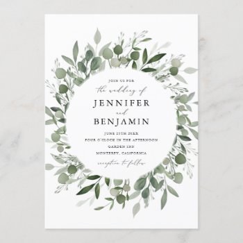 Bouquet Of Greenery Invitation by Whimzy_Designs at Zazzle