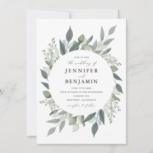 Bouquet of Greenery Invitation (Front)